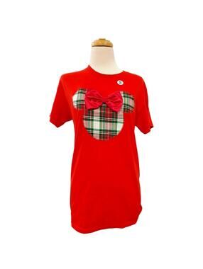 Red Plaid Minnie Mouse Head T-Shirt – Size Small
